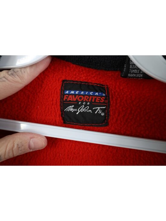 Vintage 90s Mens Large Detroit Red Wings Hockey 1/4 1/2 Zip Fleece Sweater Red - Picture 5 of 14